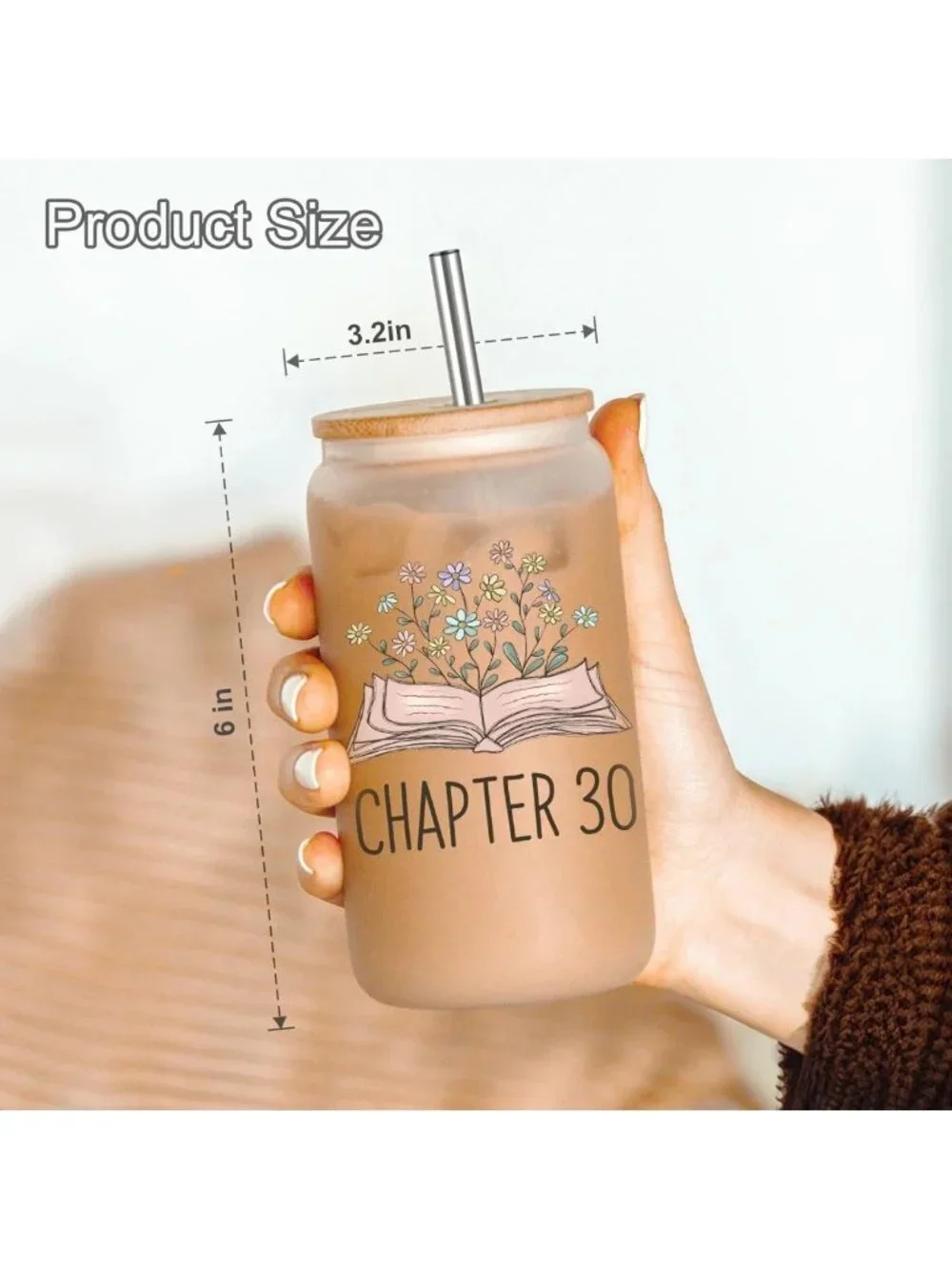 30th Birthday Glass Cup - Cute Gift for Her, Turning 30, 16 oz Coffee Tumbler